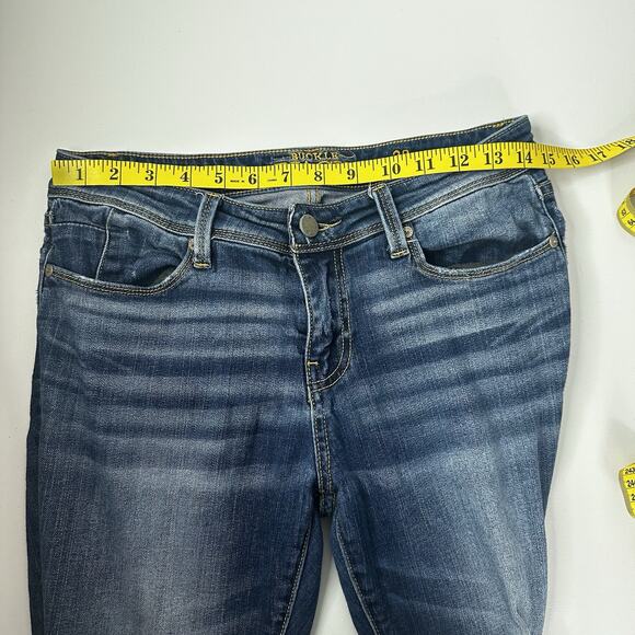 Buckle Black Jeans Womens 28 Blue Skinny Fit 53 Stretch Ankle Midrise Rips - Picture 11 of 15